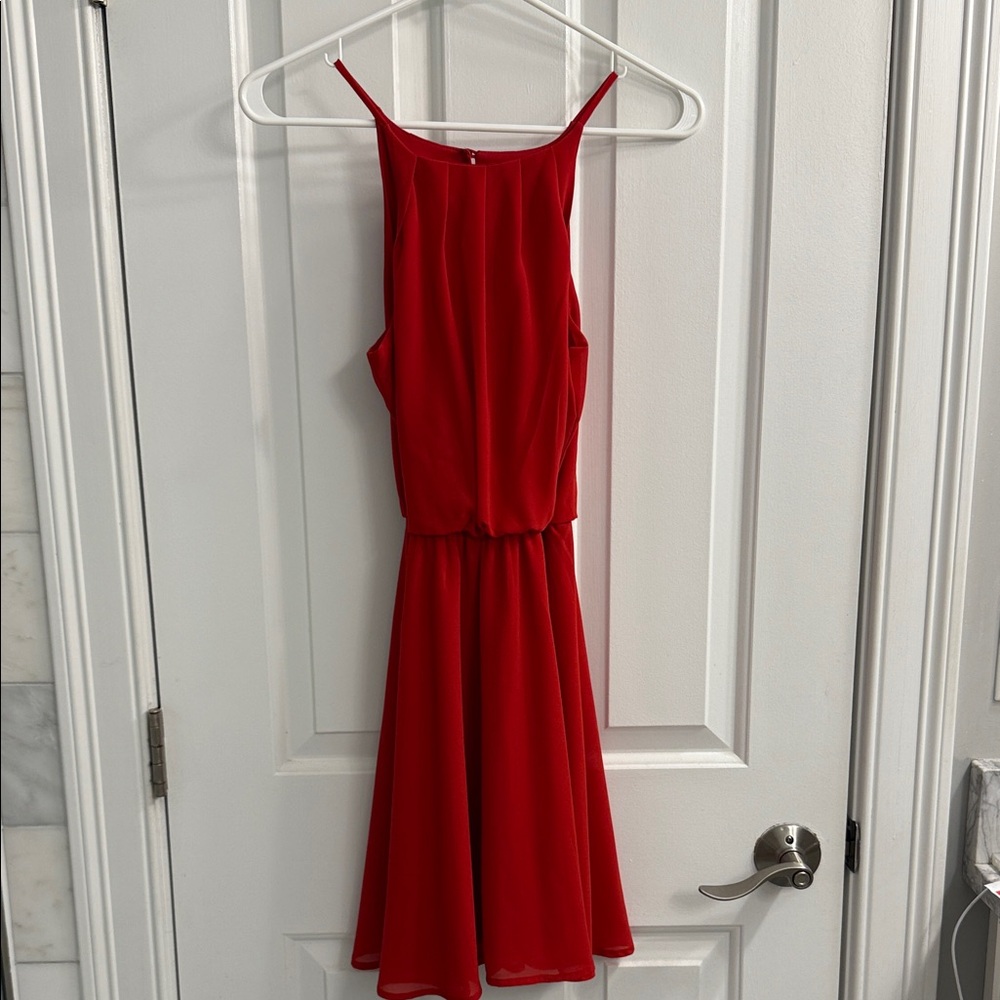 Blue Rain Vibrant Red Midi Dress